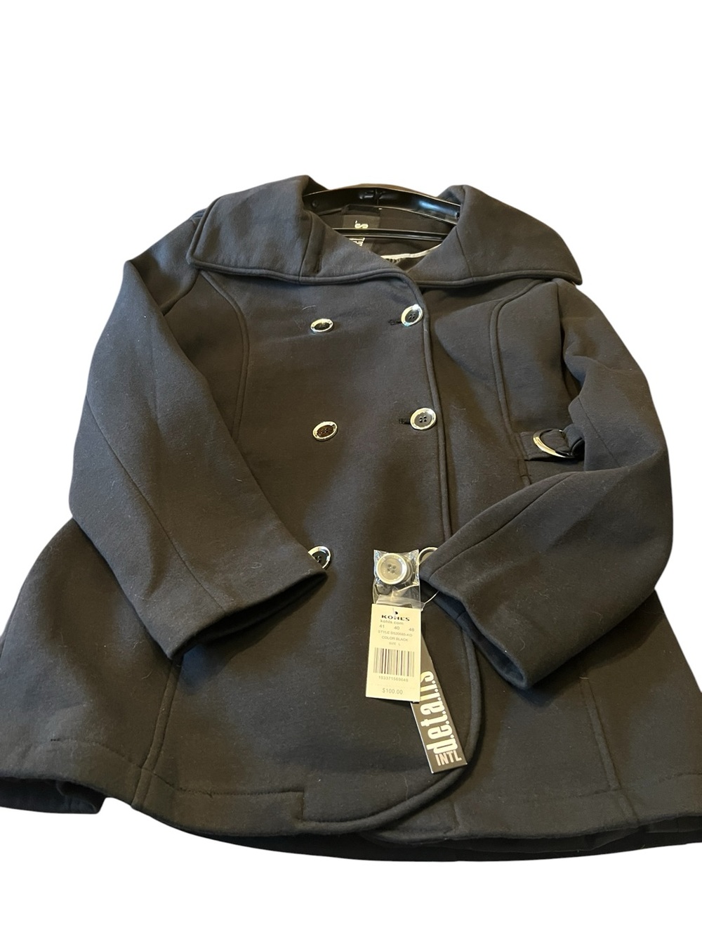 d.e.t.a.i.l.s INT. New women’s black coat in a size large. Scarf as well. - Picture 5 of 15